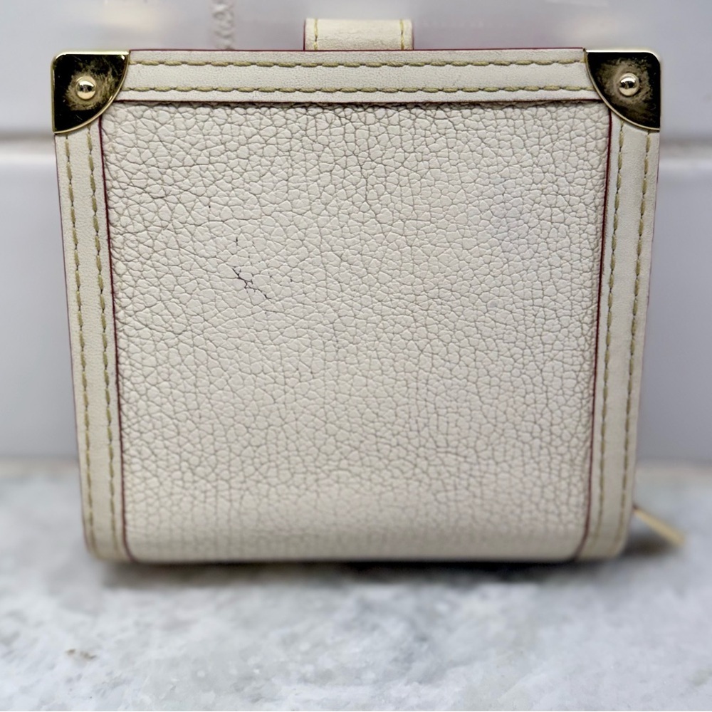 LOUIS VUITTON Unisex Suhali Goatskin Leather Compact Zip Bifold Wallet Ivory - Picture 16 of 16